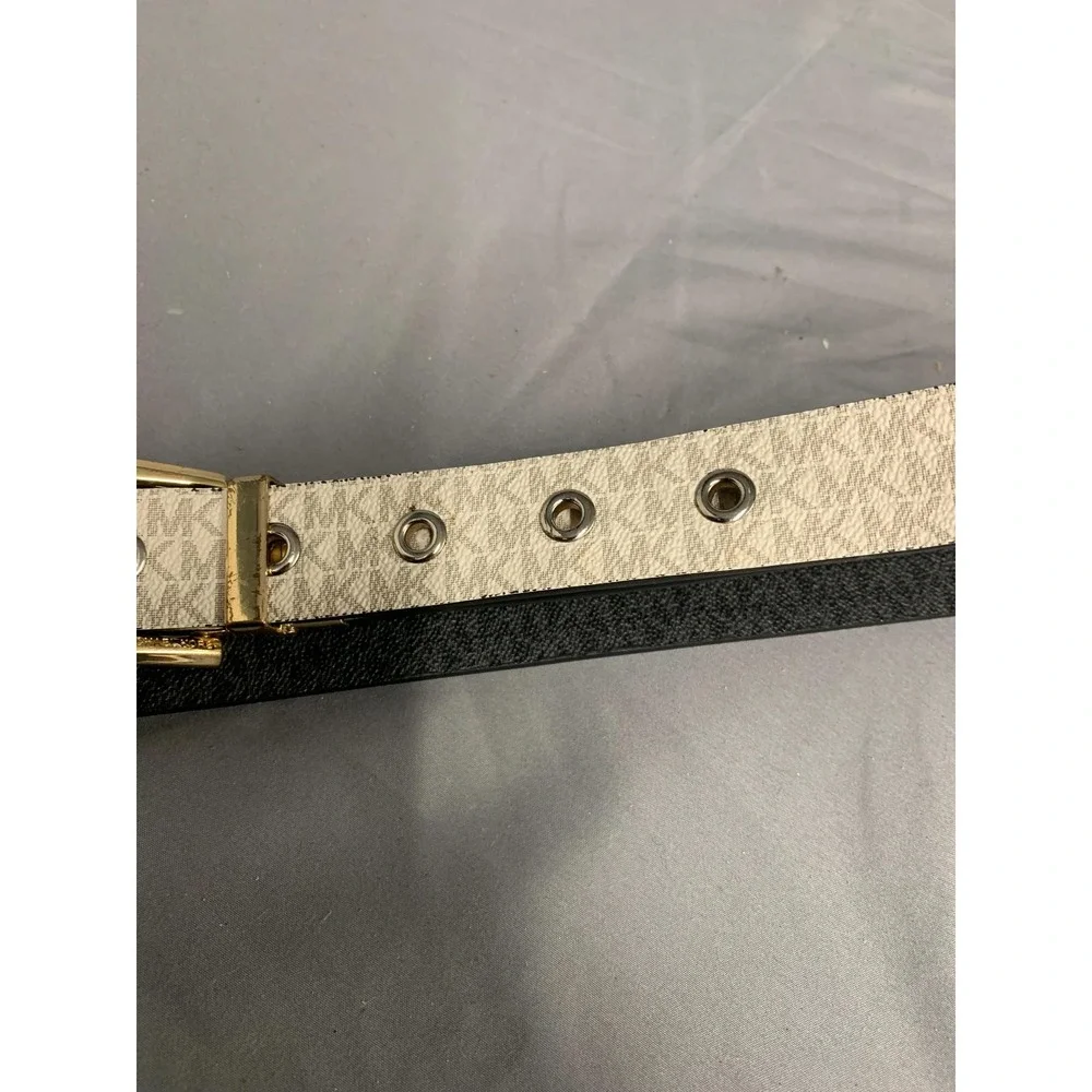 Michael Kors Belt‎ for Women Size S White Black Synthetic Gold Buckle Solid